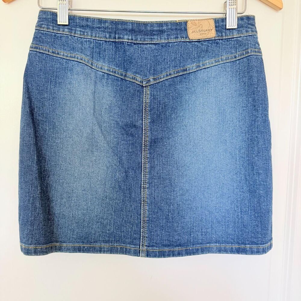 Designer Vintage Jill Stuart Denim Mini Skirt Size 4 - Picture 2 of 6
